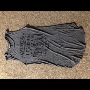 Grey dress, size S, has graphic design on it